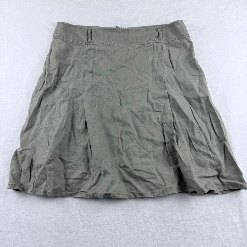 Gina Benotti Skirt Olive Green 100% Linen A-Line Size L